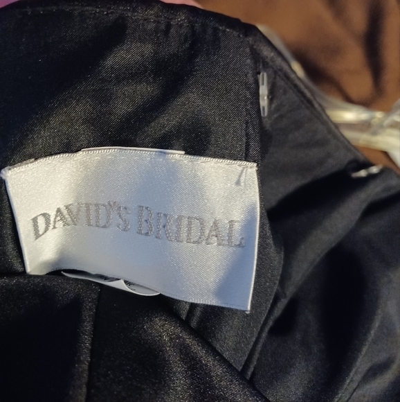 DAVID'S BRIDLE GOWN, BLACK WITH PINK SASH, SIZE 12 - Picture 3 of 3